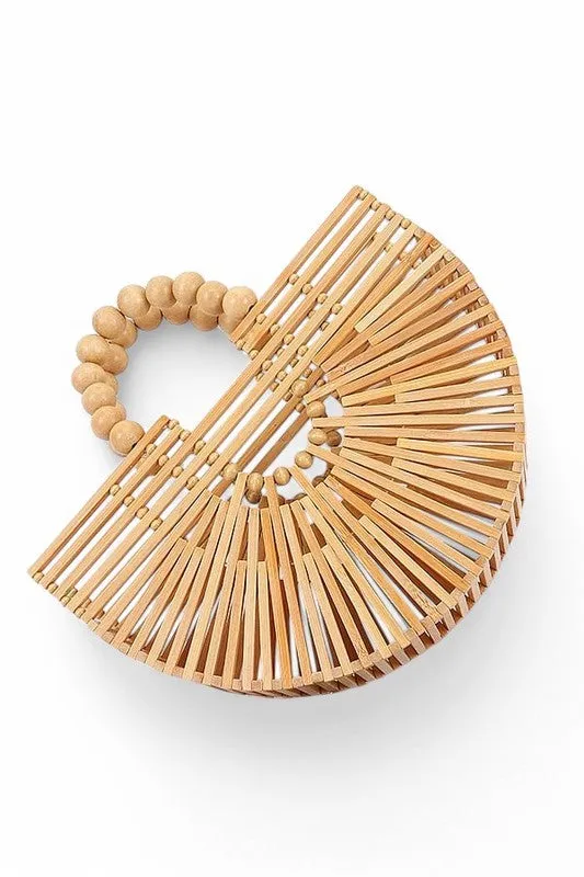 Structured Bamboo Half Circle Clutch