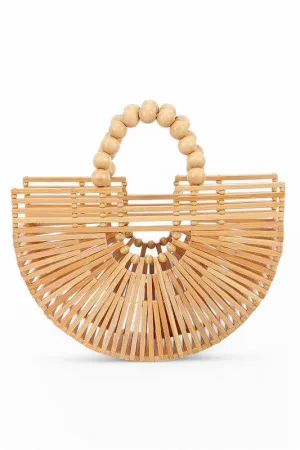Structured Bamboo Half Circle Clutch