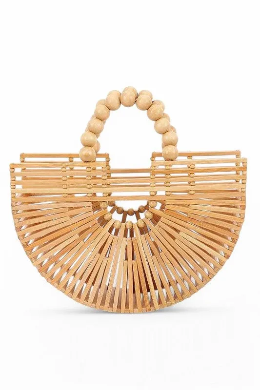 Structured Bamboo Half Circle Clutch