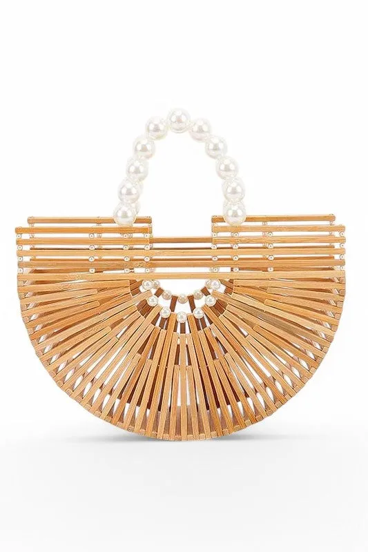 Structured Bamboo Half Circle Clutch
