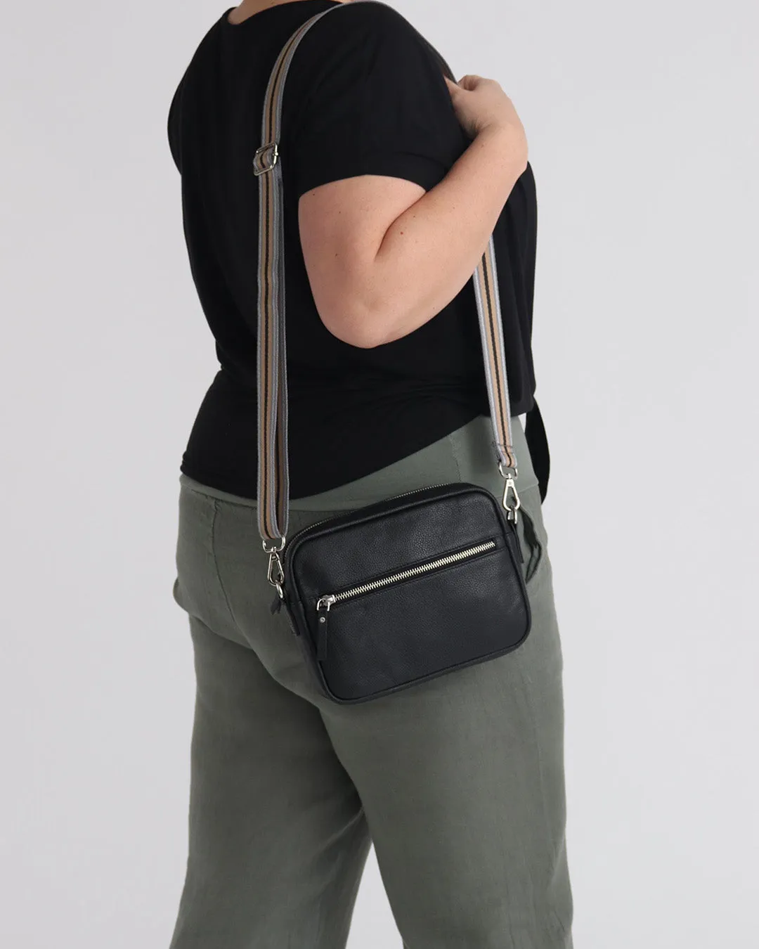 Taylor Leather Midi Crossbody Bag - Black