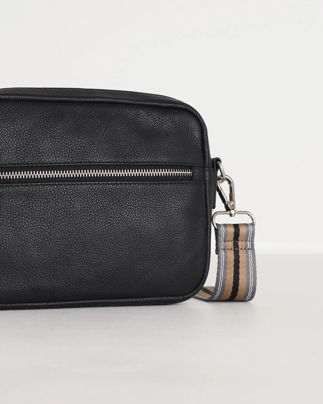 Taylor Leather Midi Crossbody Bag - Black