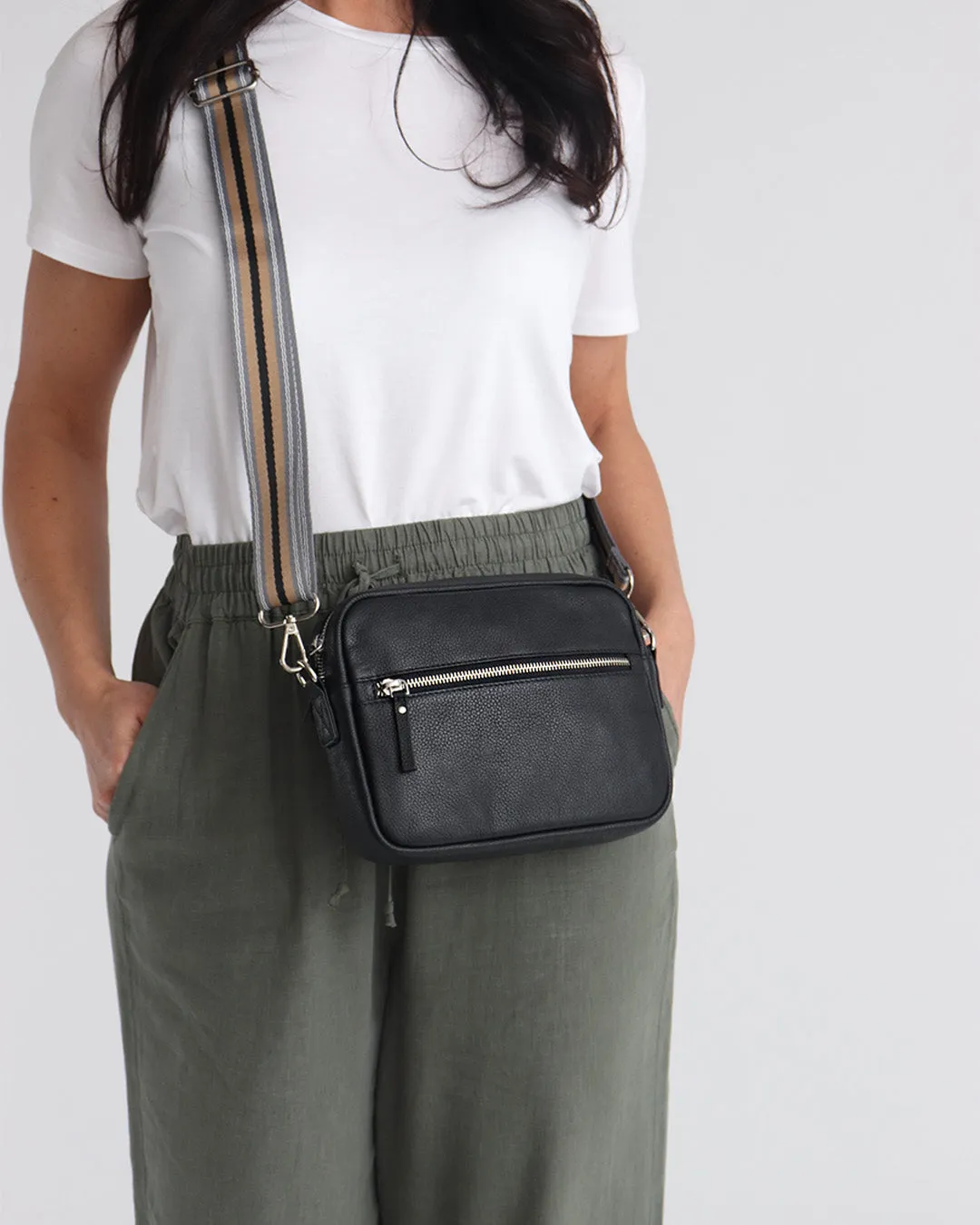 Taylor Leather Midi Crossbody Bag - Black