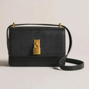 T.E.D B.A.K.E.R SSLOANE Black Leather Padlock Mini Shoulder Bag