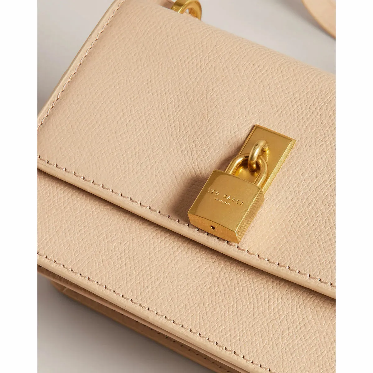 T.E.D B.A.K.E.R SSLOANE Black Leather Padlock Mini Shoulder Bag