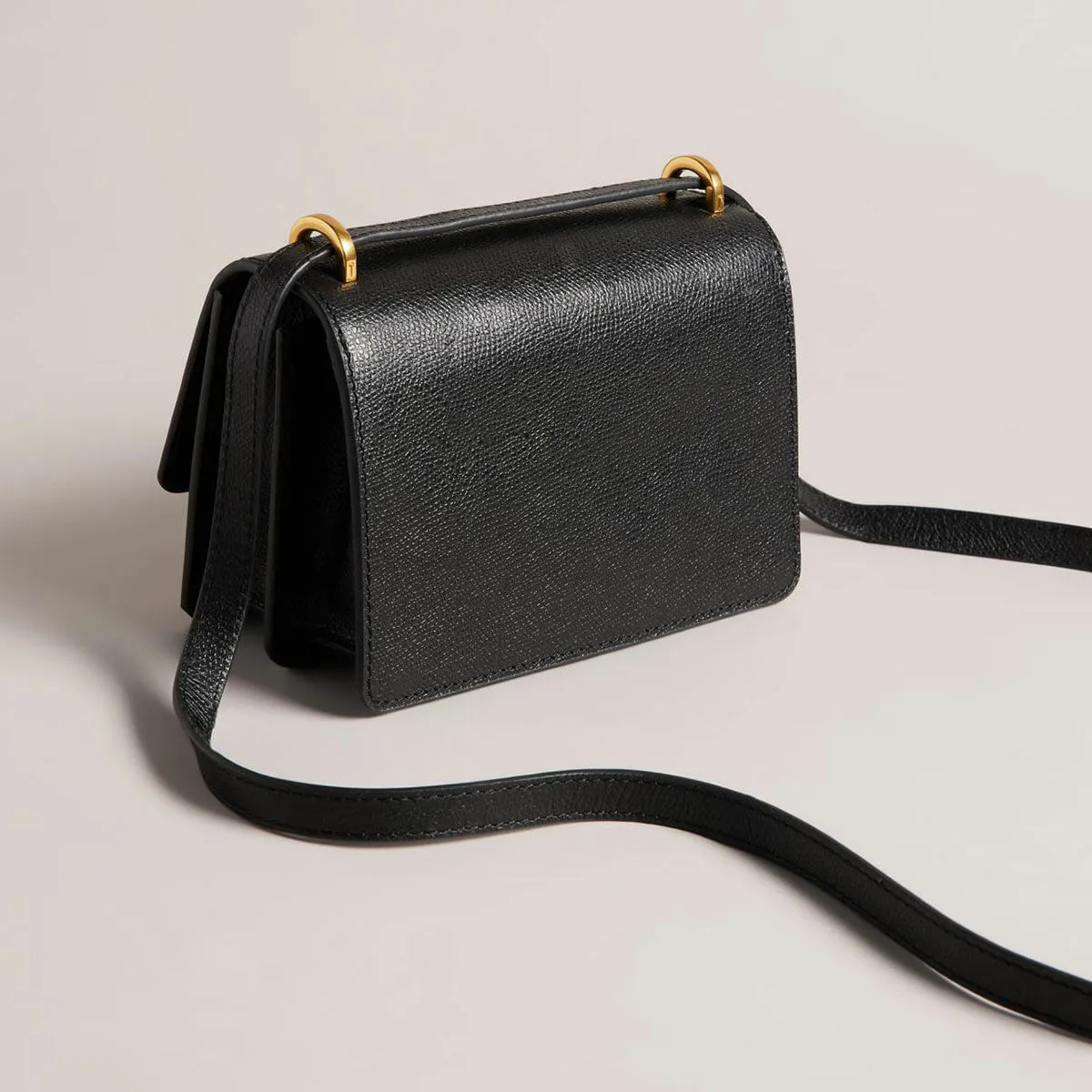 T.E.D B.A.K.E.R SSLOANE Black Leather Padlock Mini Shoulder Bag