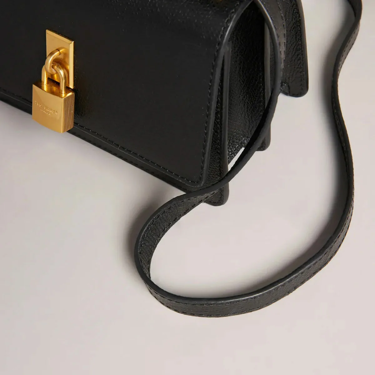 T.E.D B.A.K.E.R SSLOANE Black Leather Padlock Mini Shoulder Bag