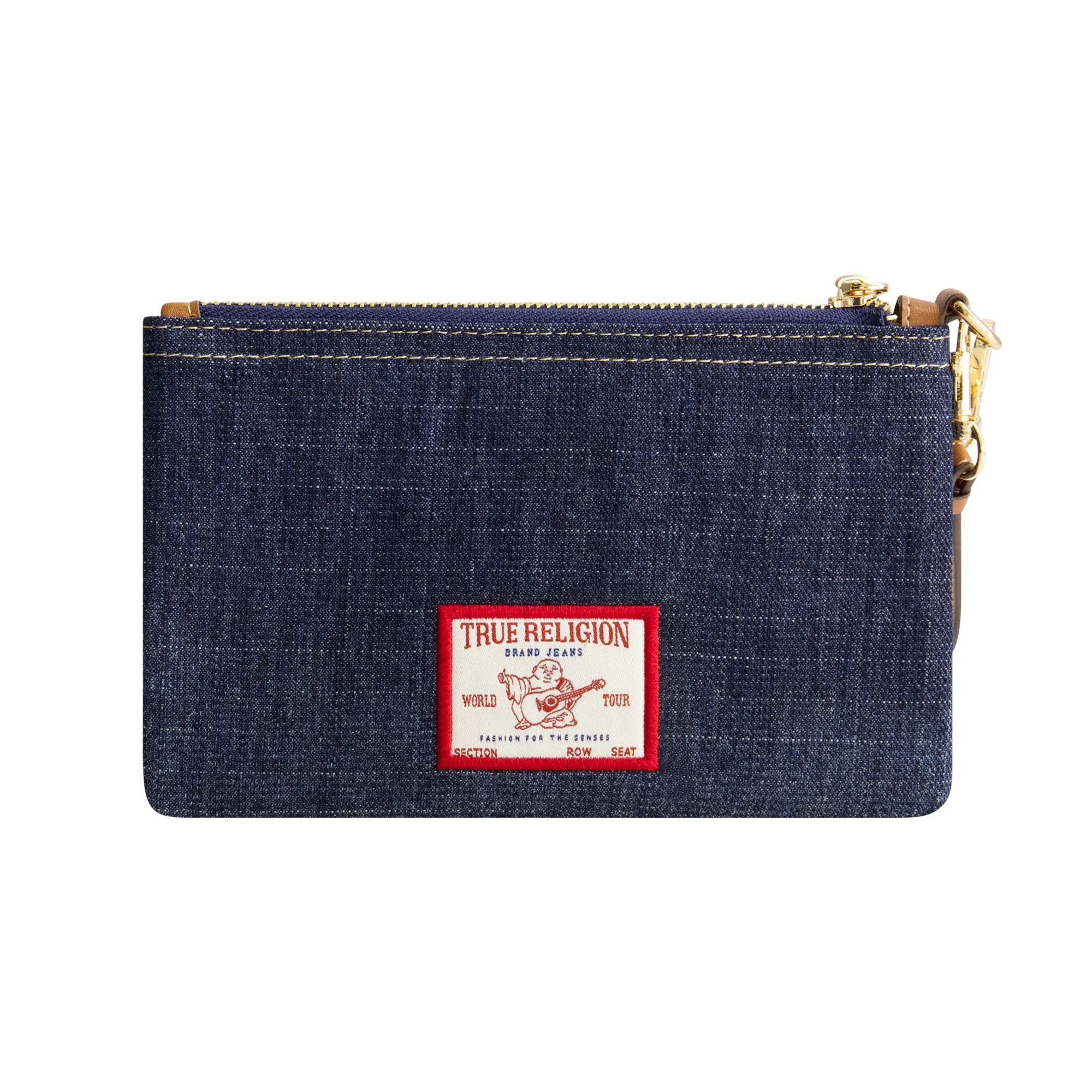 True Religion Horseshoe Denim Wristlet Pouch