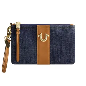 True Religion Horseshoe Denim Wristlet Pouch