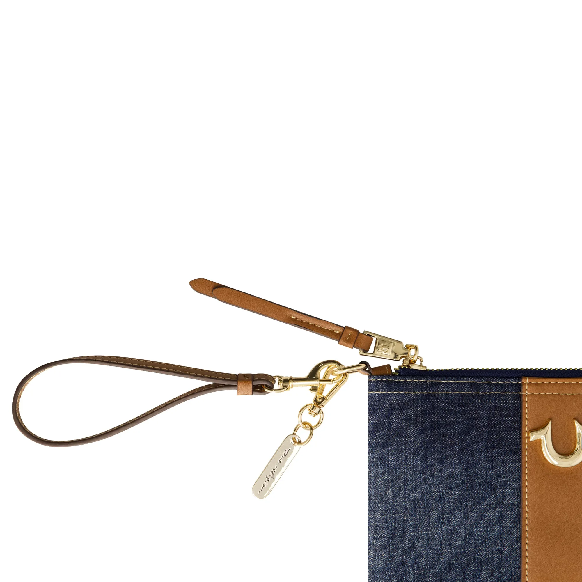 True Religion Horseshoe Denim Wristlet Pouch