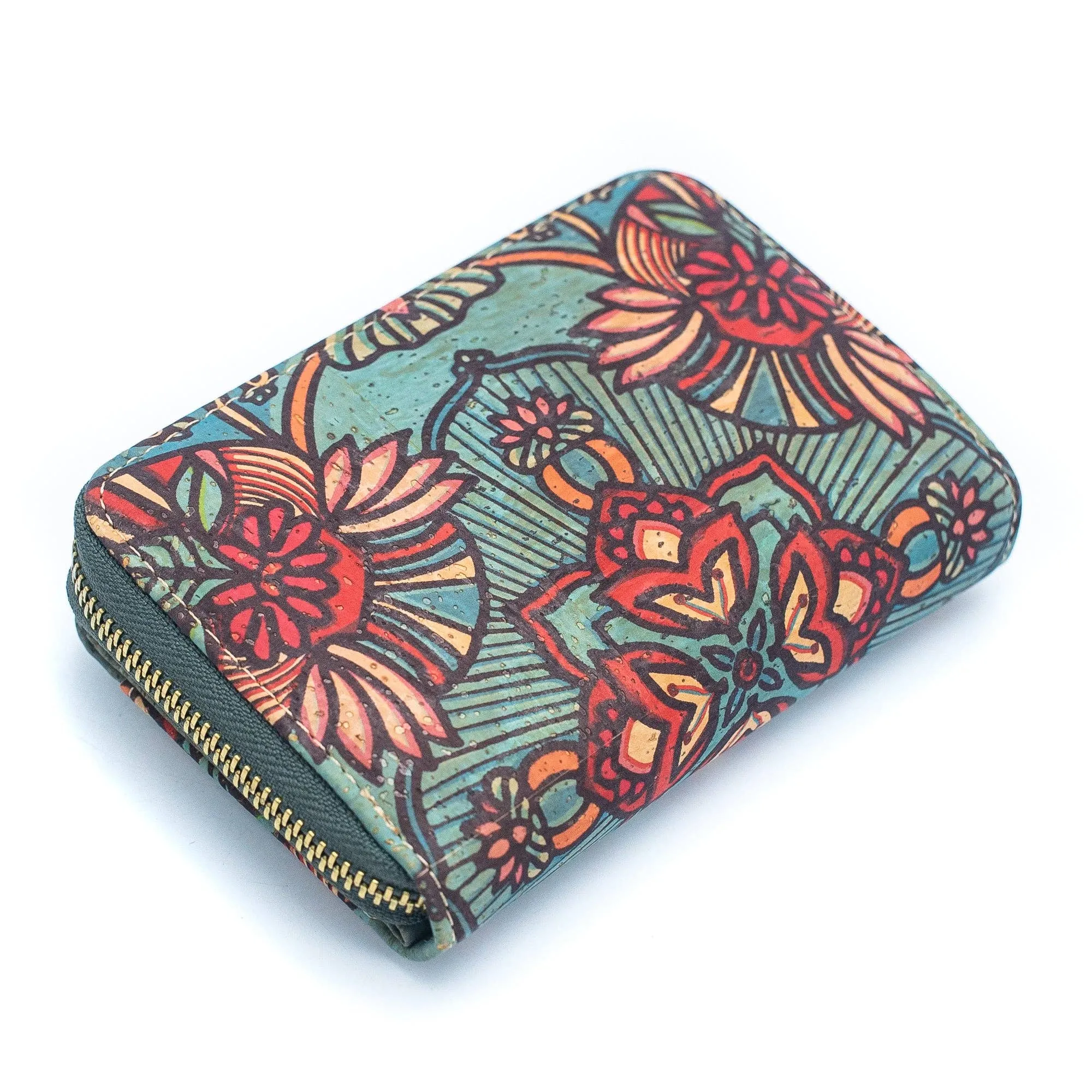 Turquoise Color Ladies Pattern Cork Wallet BAG-2088