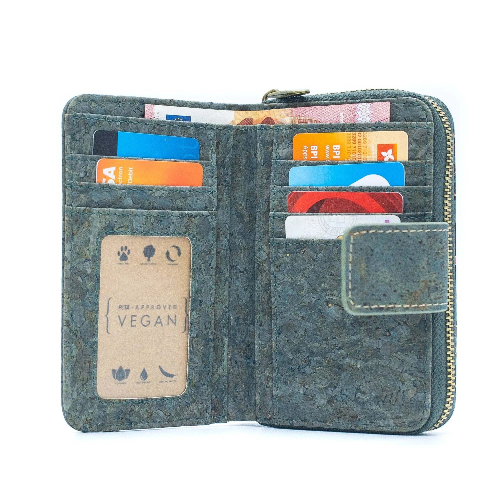 Turquoise Color Ladies Pattern Cork Wallet BAG-2088