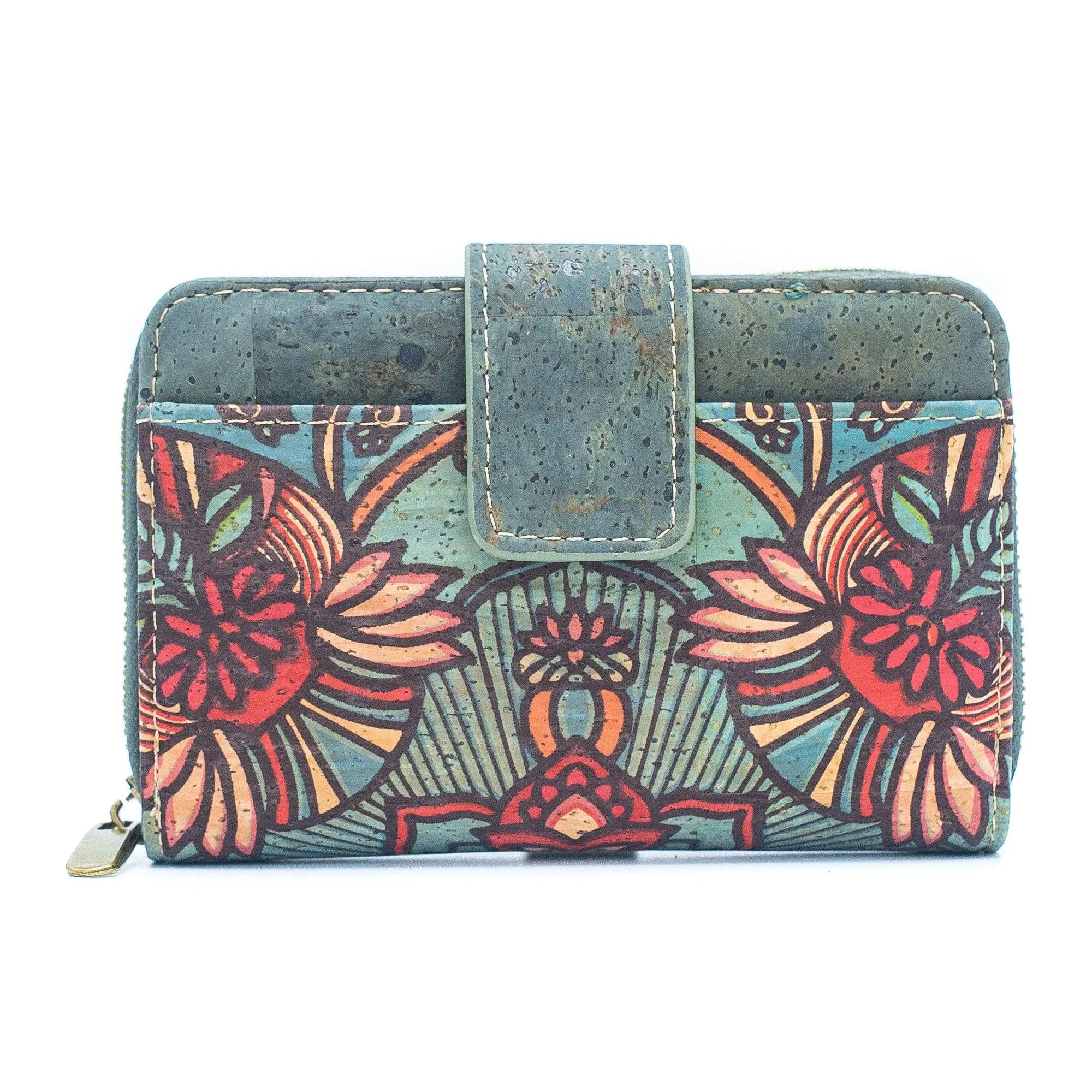Turquoise Color Ladies Pattern Cork Wallet BAG-2088
