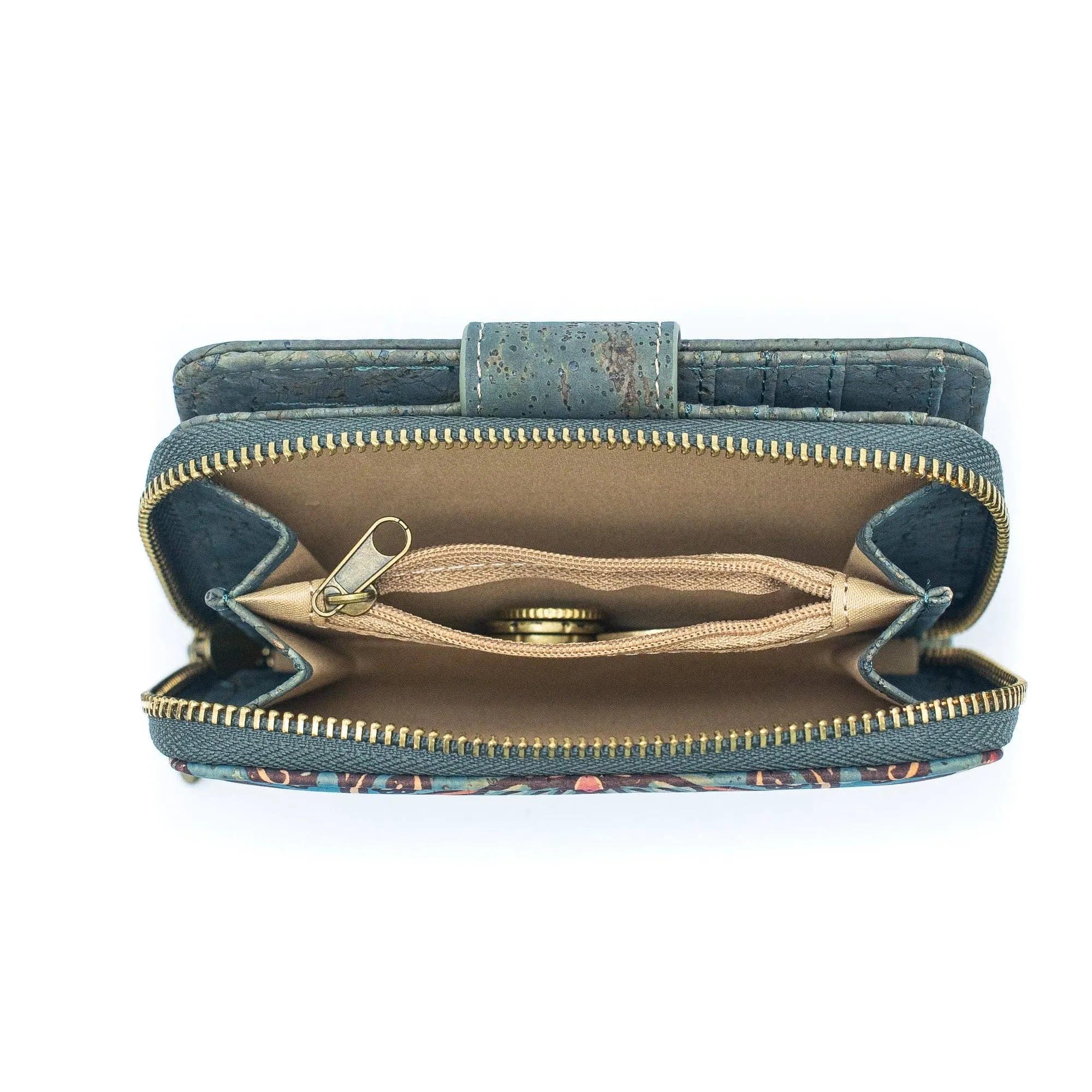 Turquoise Color Ladies Pattern Cork Wallet BAG-2088