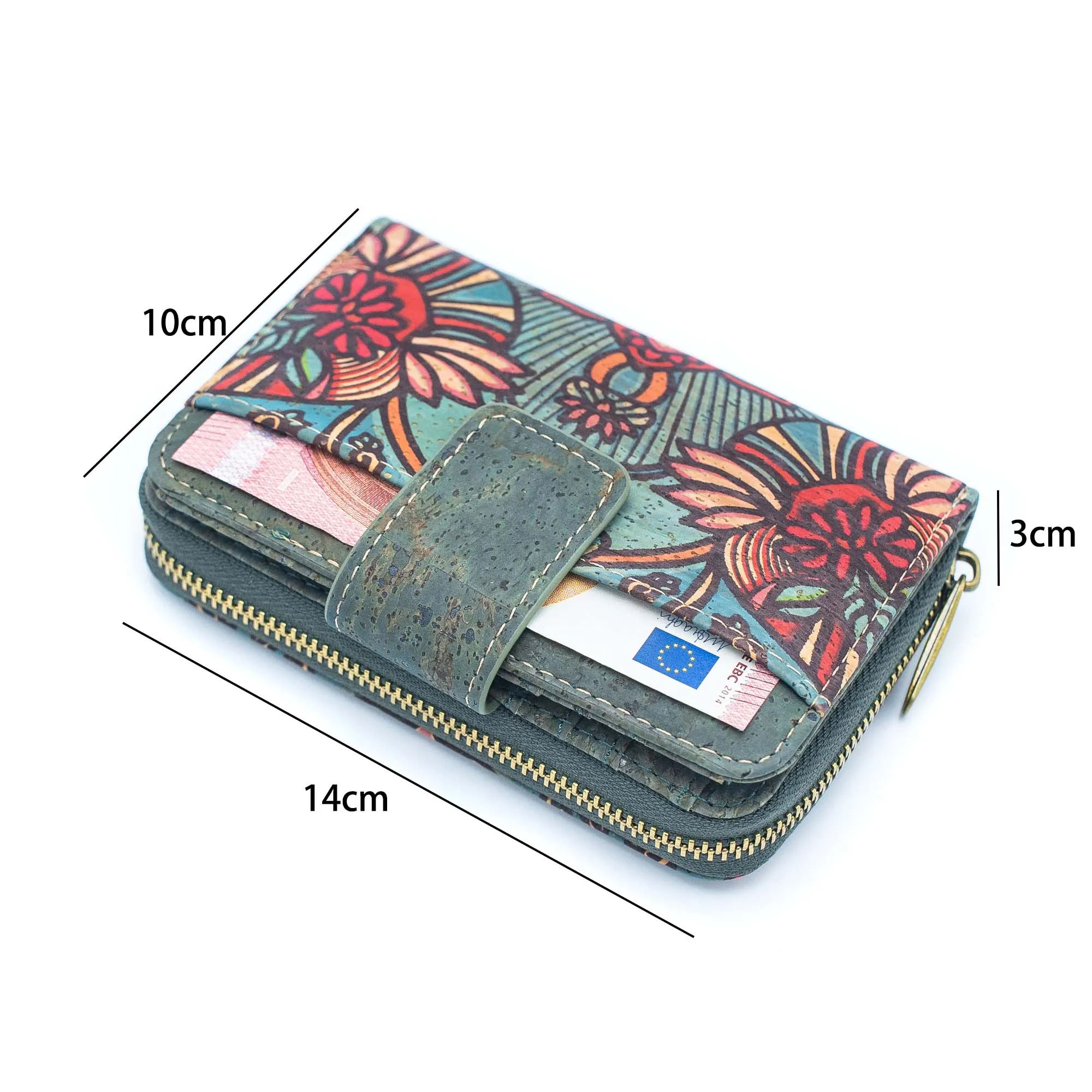 Turquoise Color Ladies Pattern Cork Wallet BAG-2088