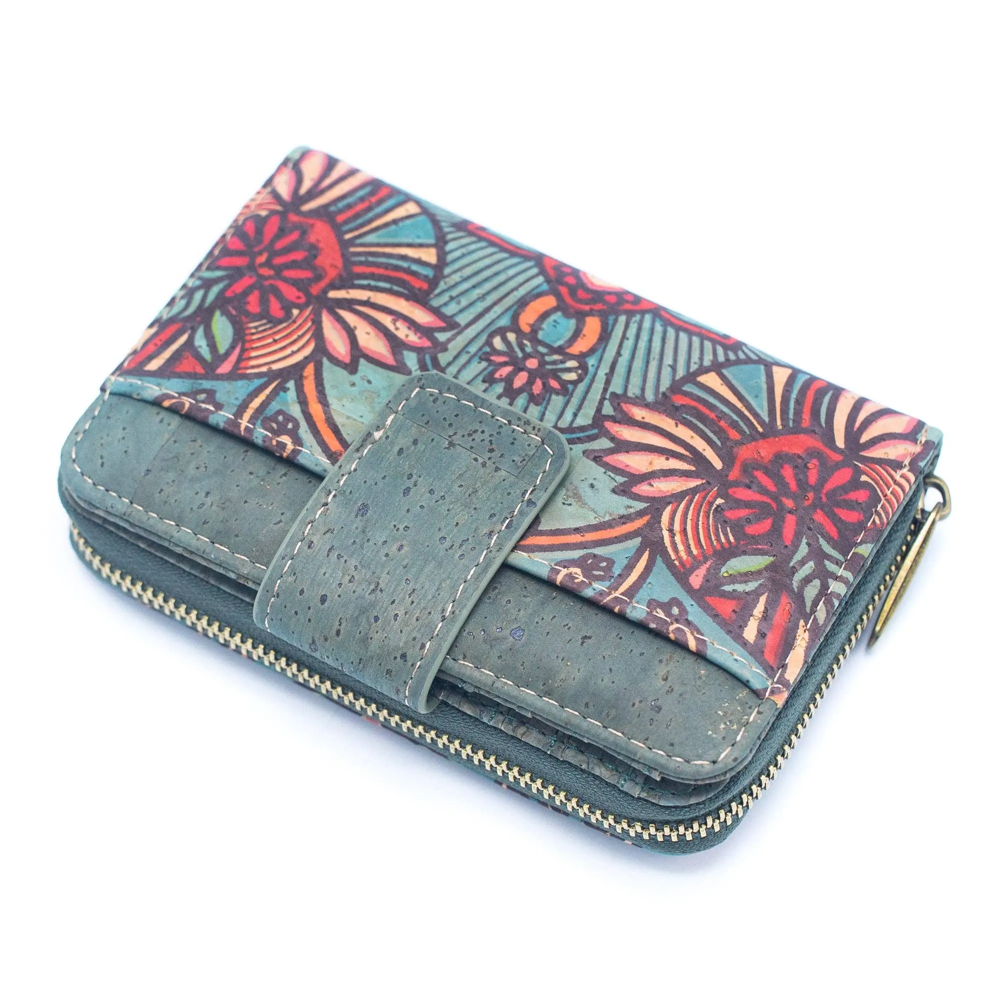 Turquoise Color Ladies Pattern Cork Wallet BAG-2088