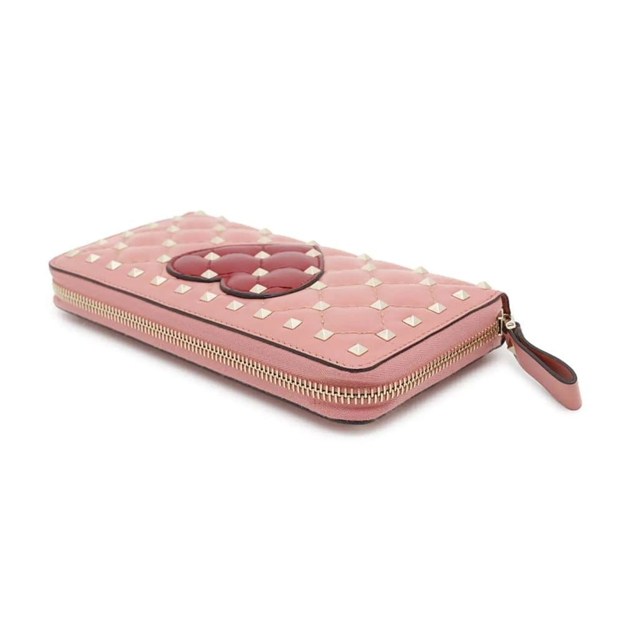 Valentino Garavani pink Color Leather Long Wallet (Bi-Fold) (Pre-Owned)