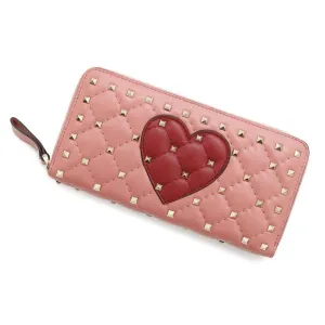 Valentino Garavani pink Color Leather Long Wallet (Bi-Fold) (Pre-Owned)