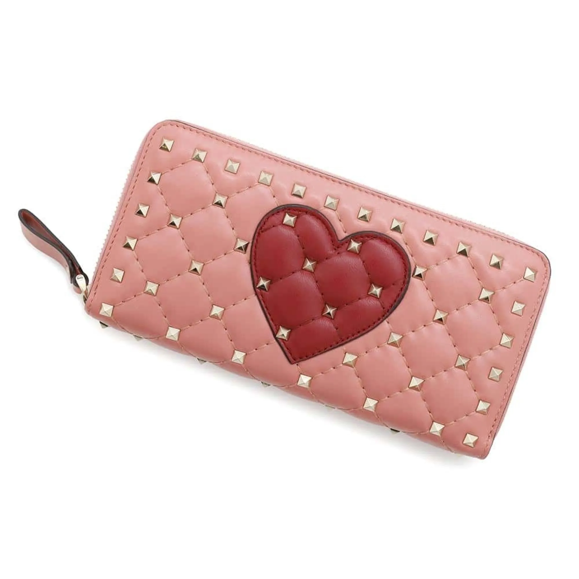 Valentino Garavani pink Color Leather Long Wallet (Bi-Fold) (Pre-Owned)