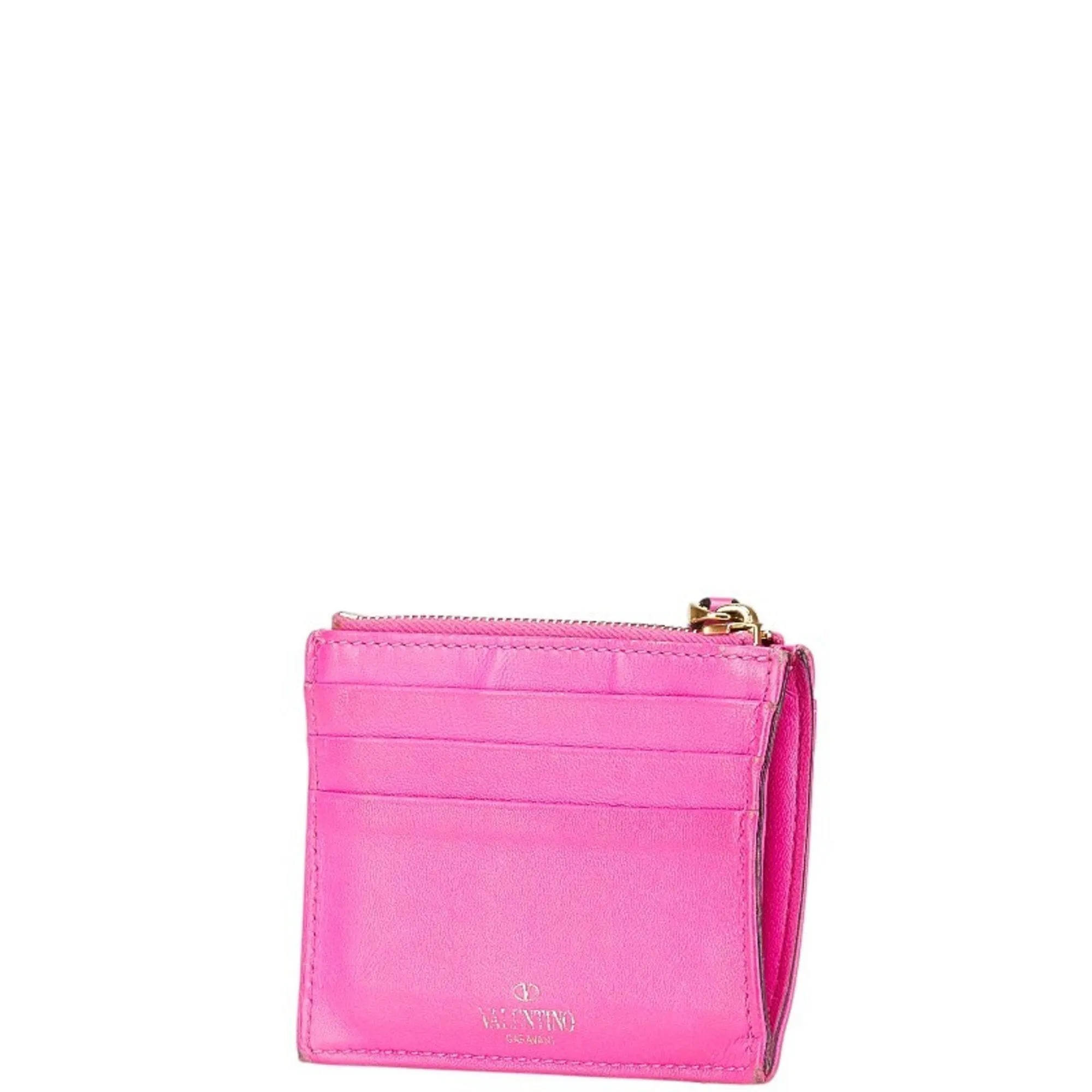 Valentino gold pink Leather Coin Purse/Coin Case (Pre-Owned)