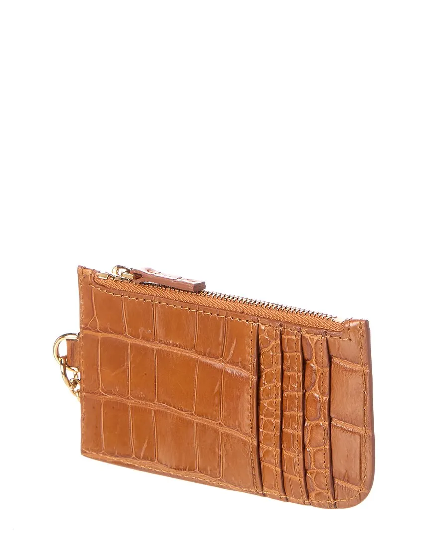 Versace La Medusa Croc-Embossed Leather Card Holder