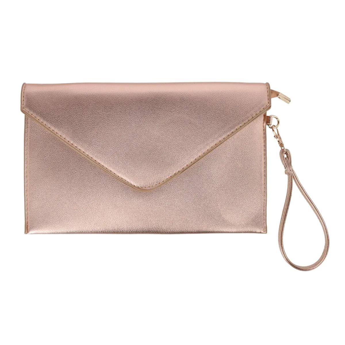 Women's Glossy Metallic Envelope Wristlet Clutch Handbag