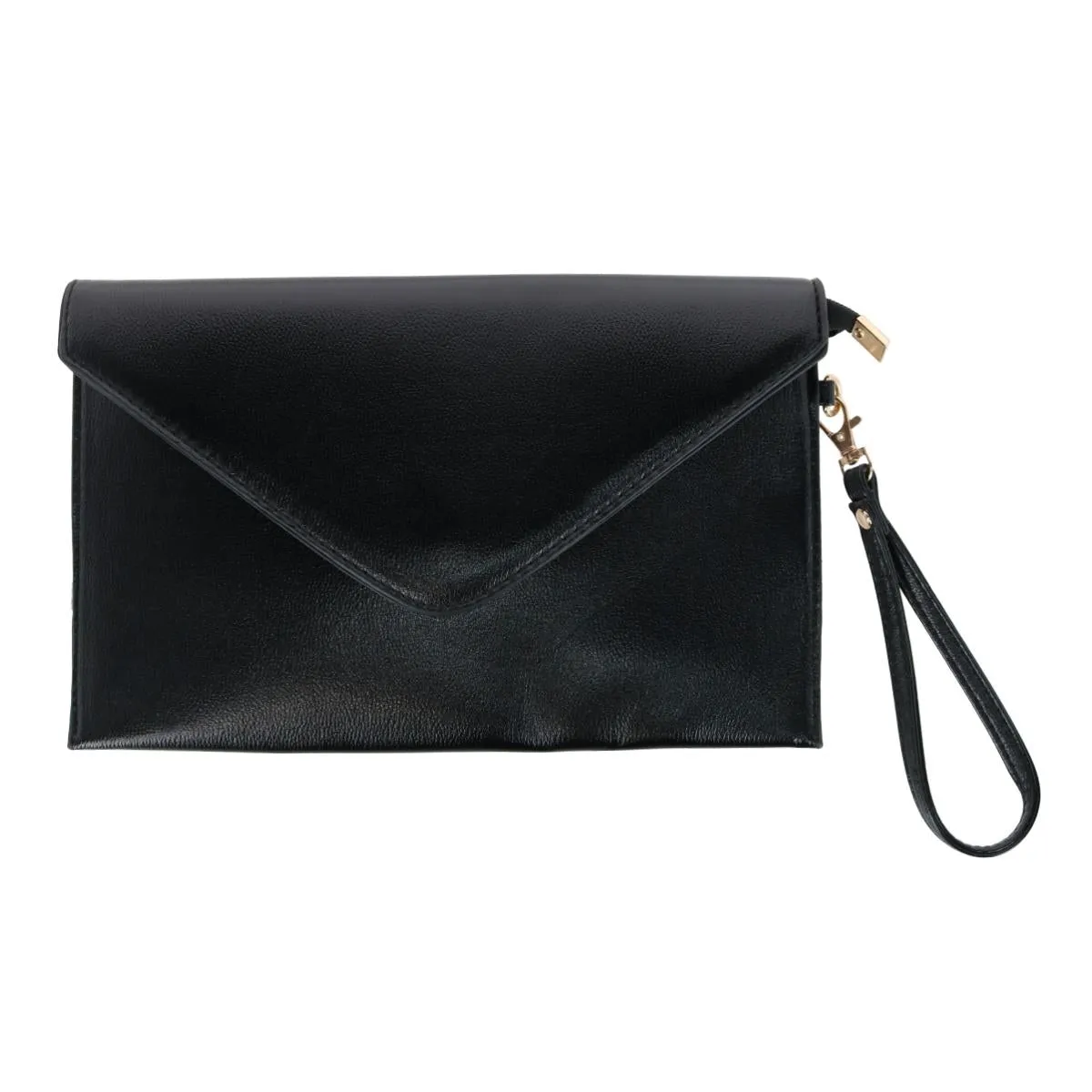 Women's Glossy Metallic Envelope Wristlet Clutch Handbag