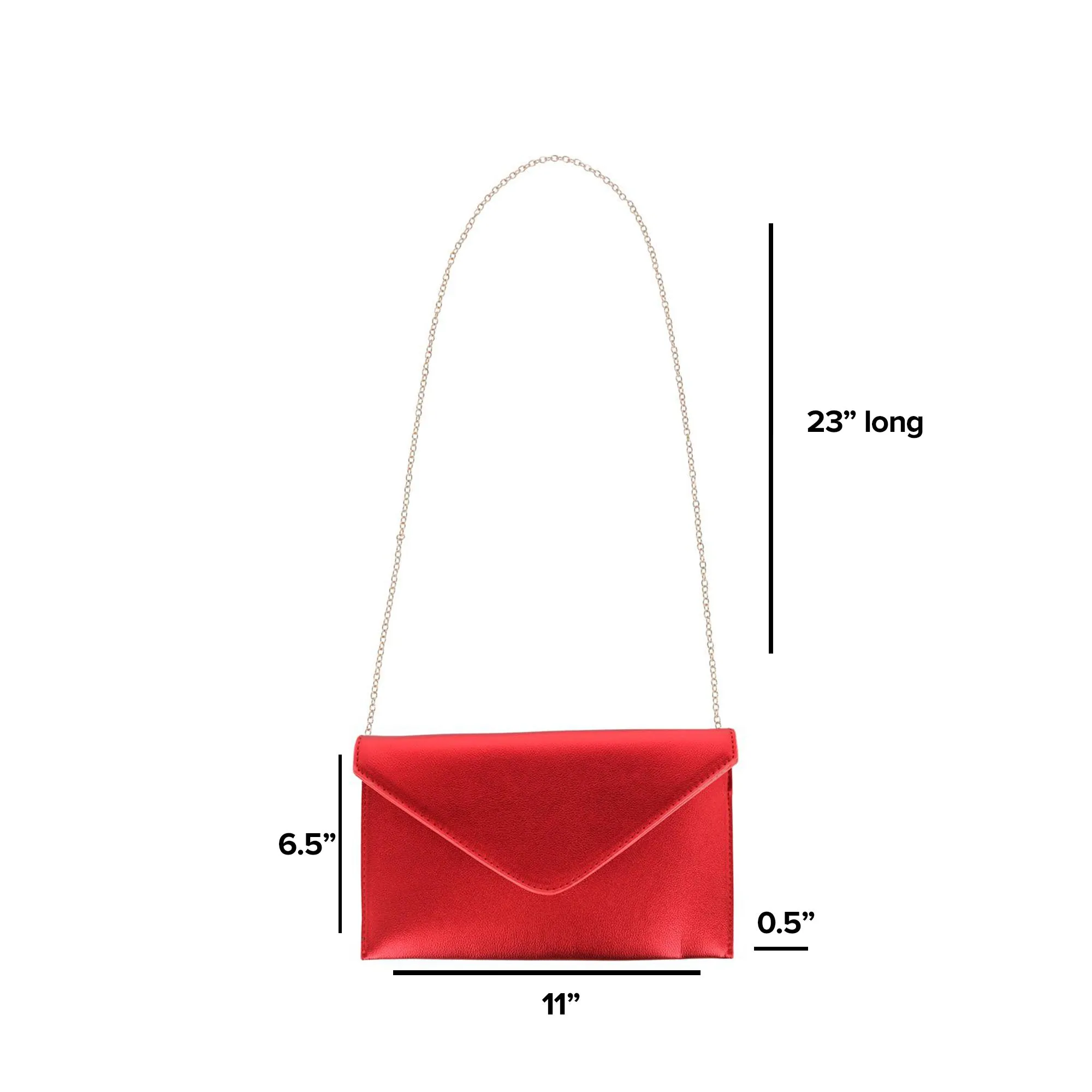 Women's Glossy Metallic Envelope Wristlet Clutch Handbag