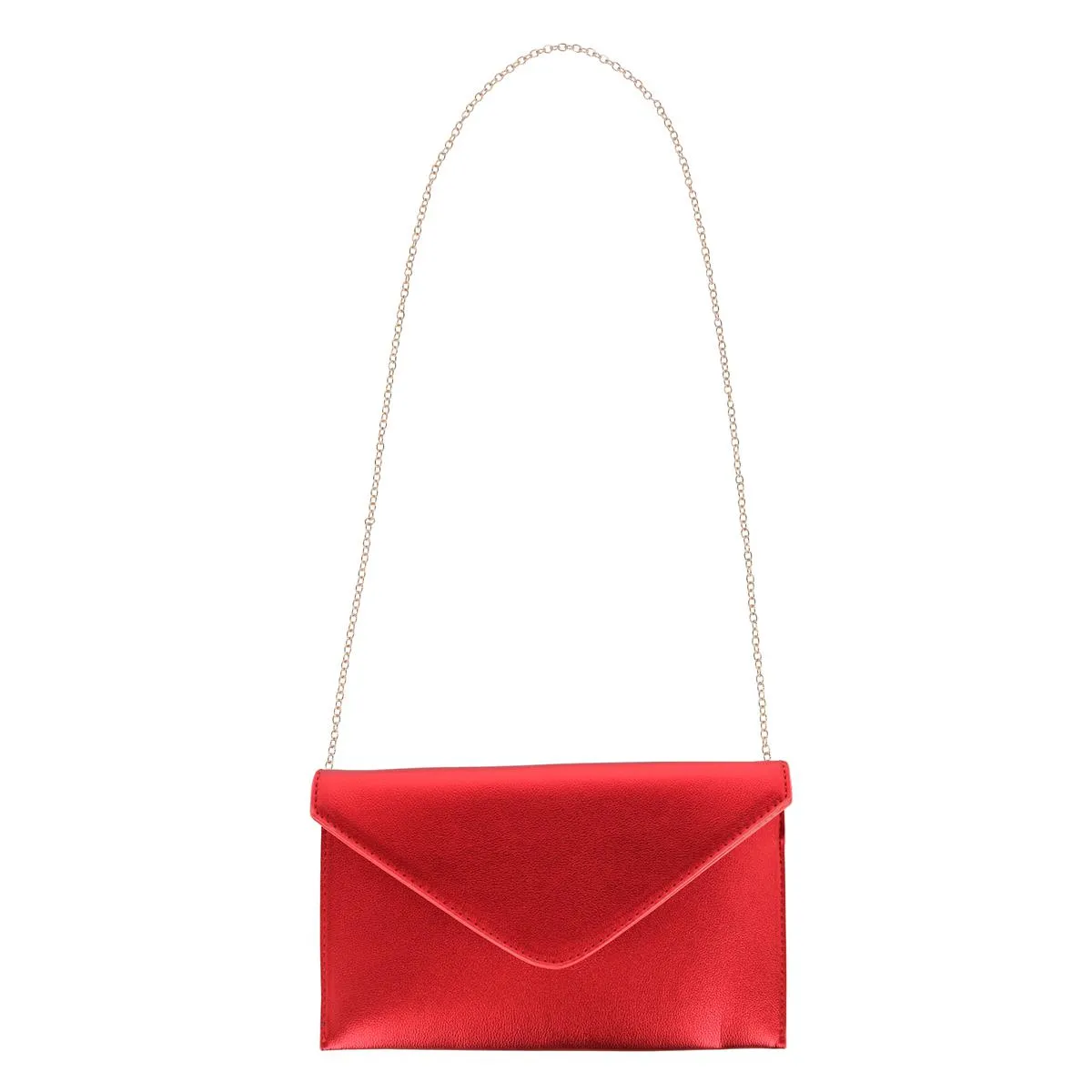 Women's Glossy Metallic Envelope Wristlet Clutch Handbag