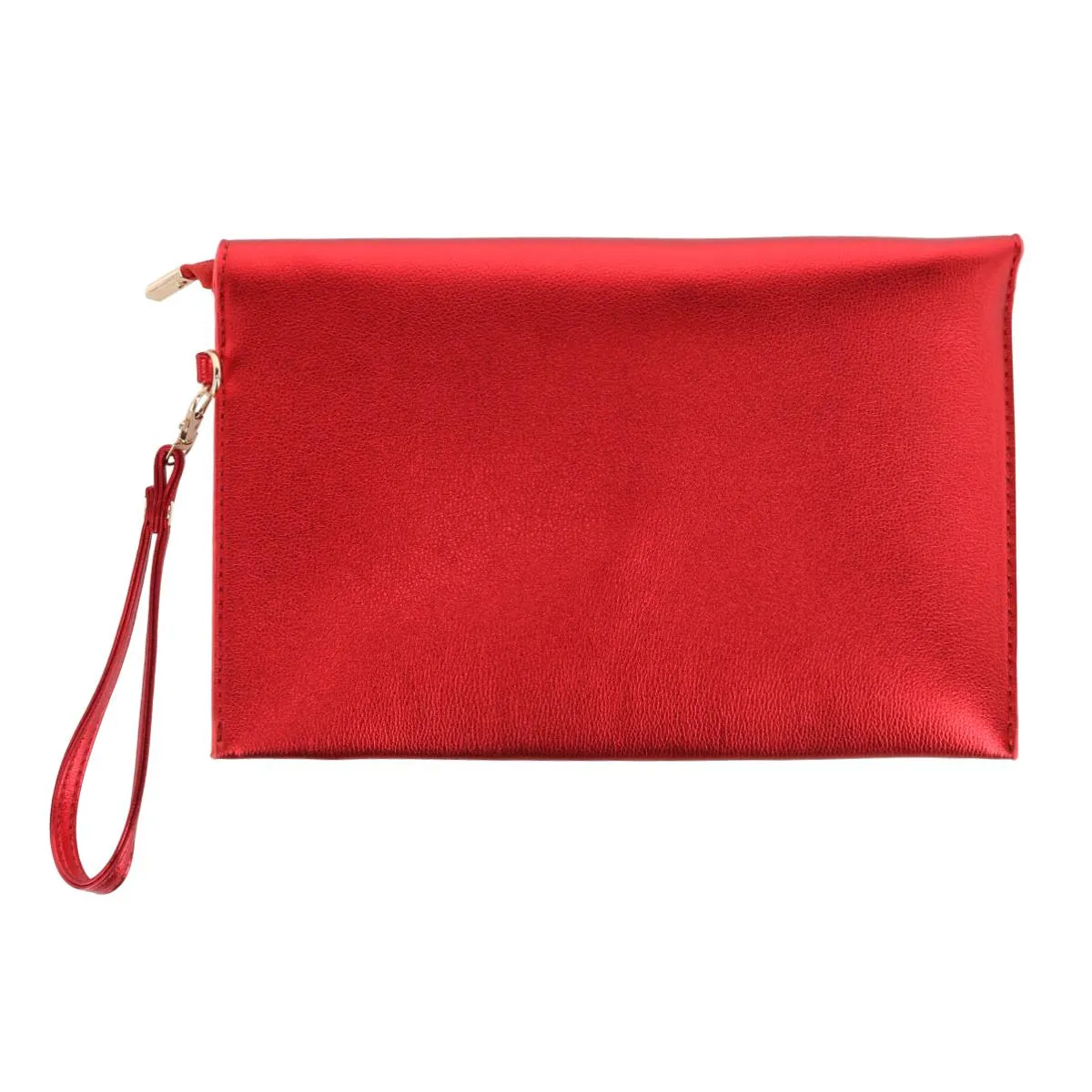 Women's Glossy Metallic Envelope Wristlet Clutch Handbag
