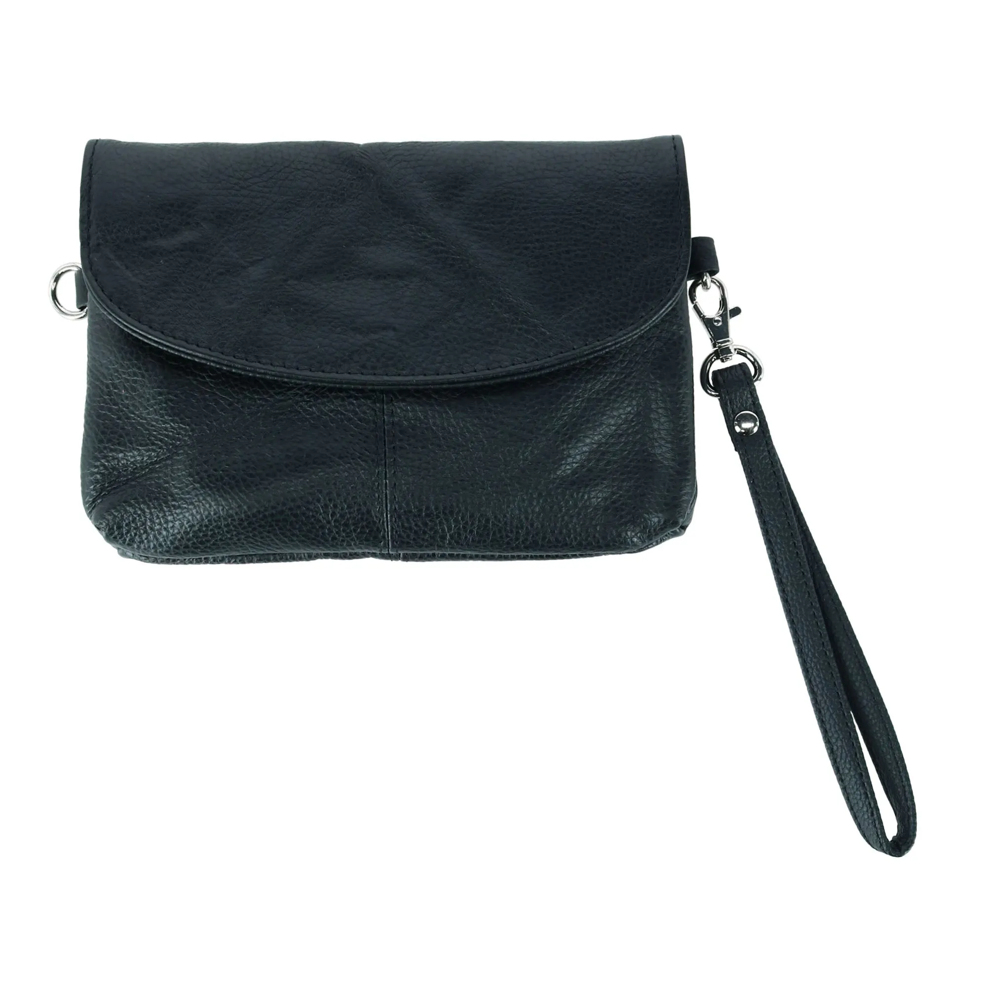 Women's Leather Wristlet Clutch with Removable Crossbody Strap
