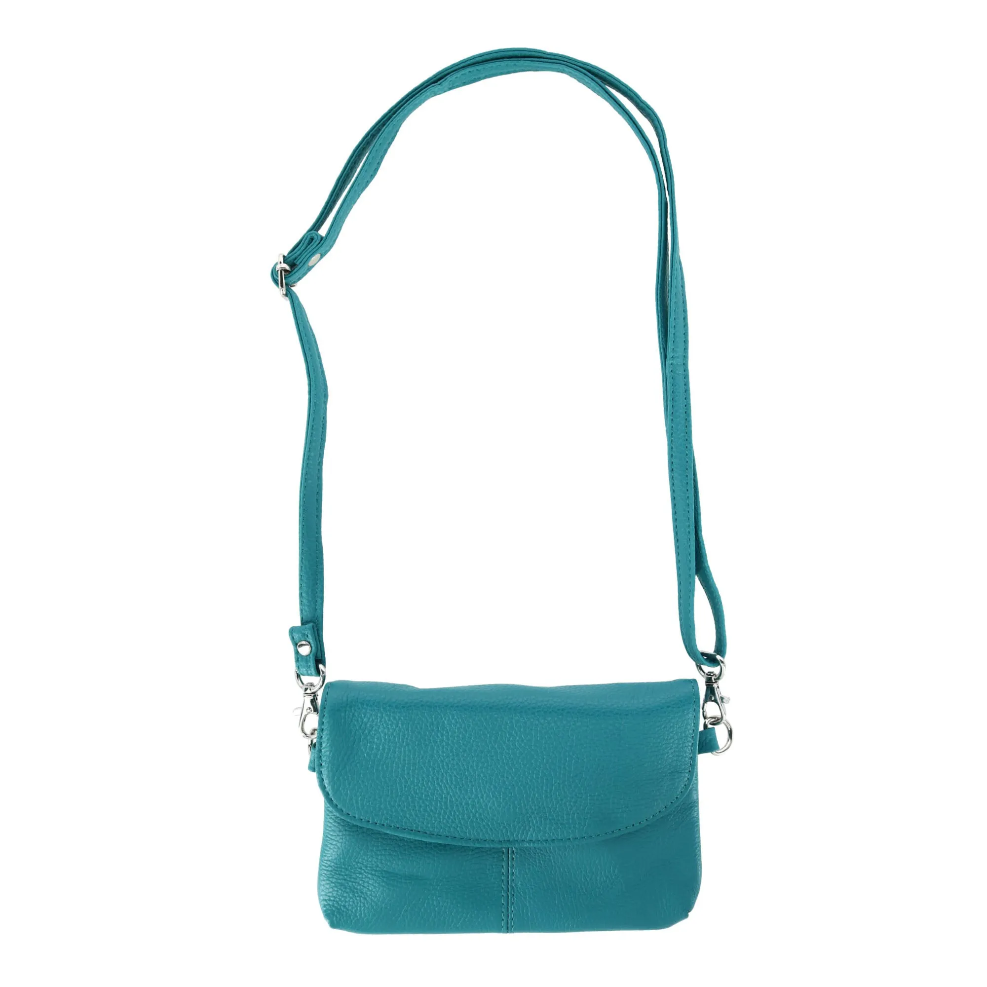 Women's Leather Wristlet Clutch with Removable Crossbody Strap