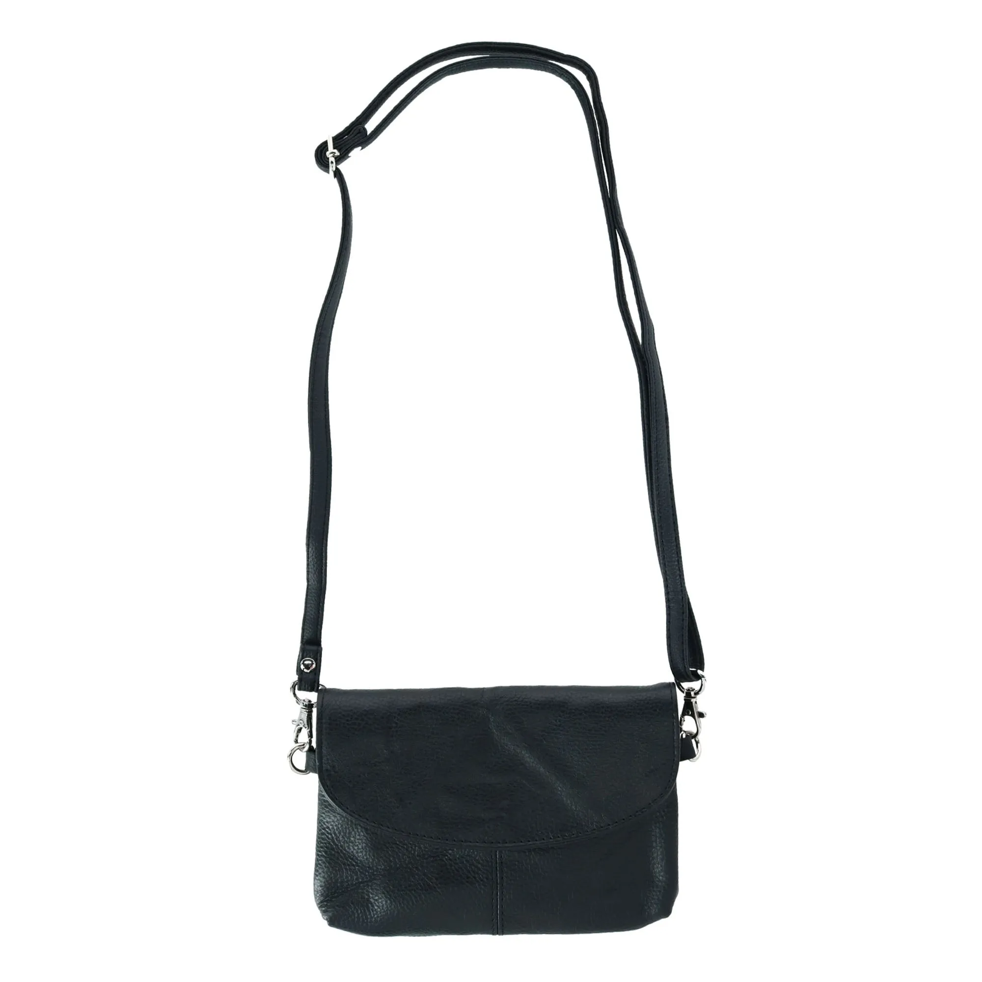 Women's Leather Wristlet Clutch with Removable Crossbody Strap