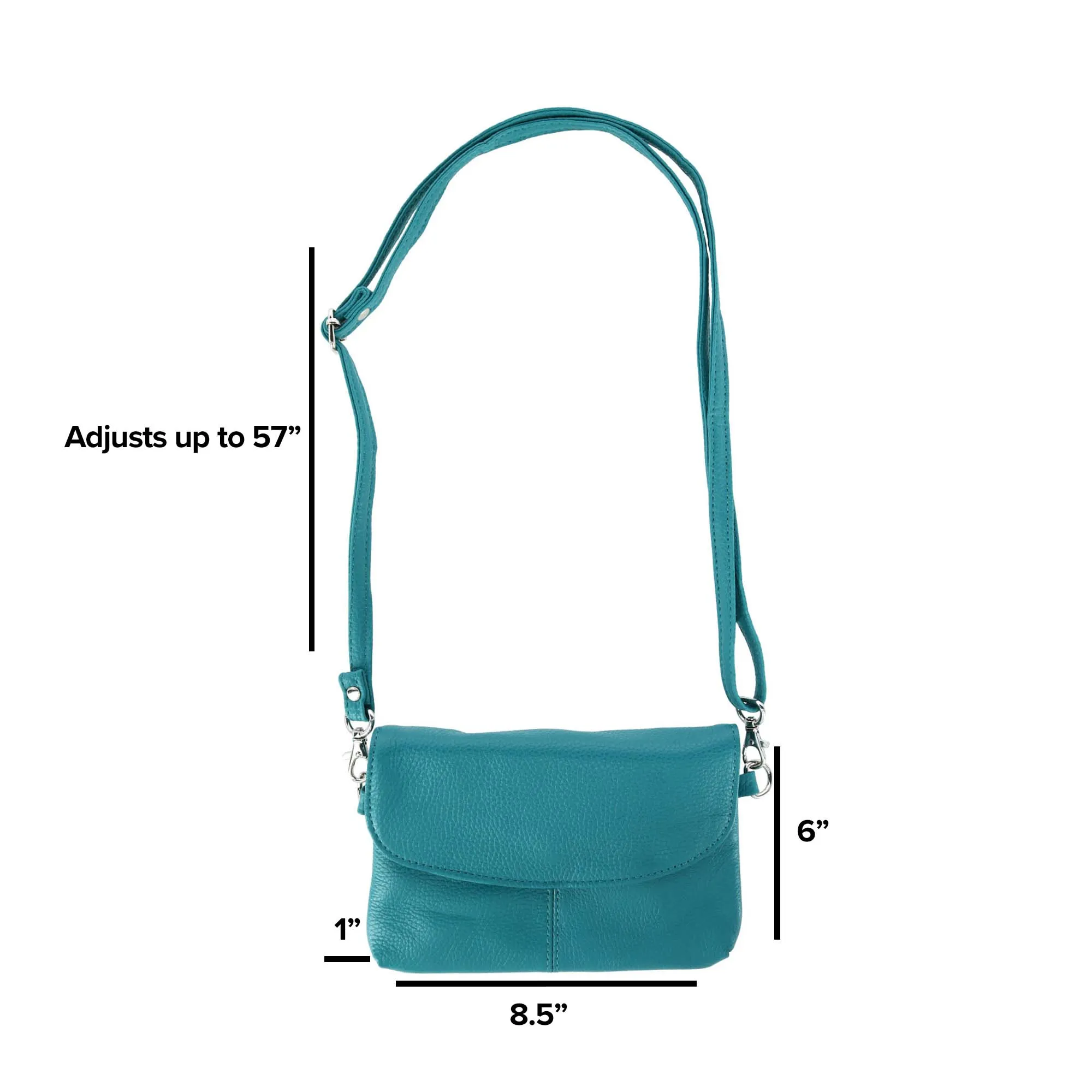 Women's Leather Wristlet Clutch with Removable Crossbody Strap