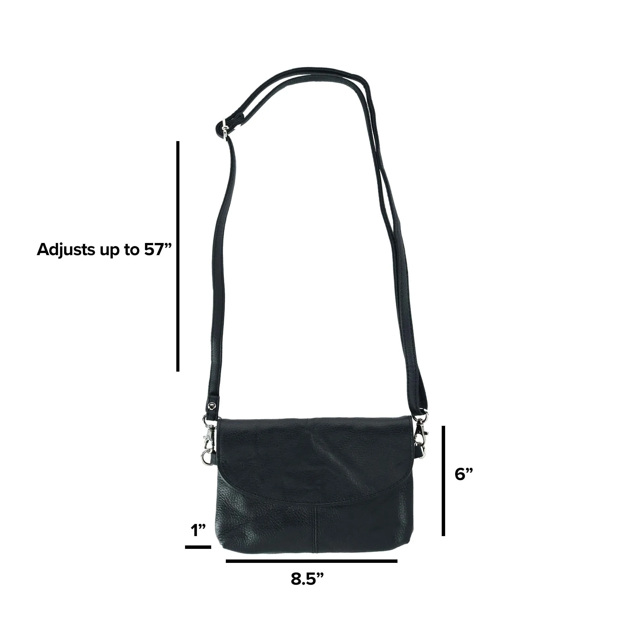 Women's Leather Wristlet Clutch with Removable Crossbody Strap