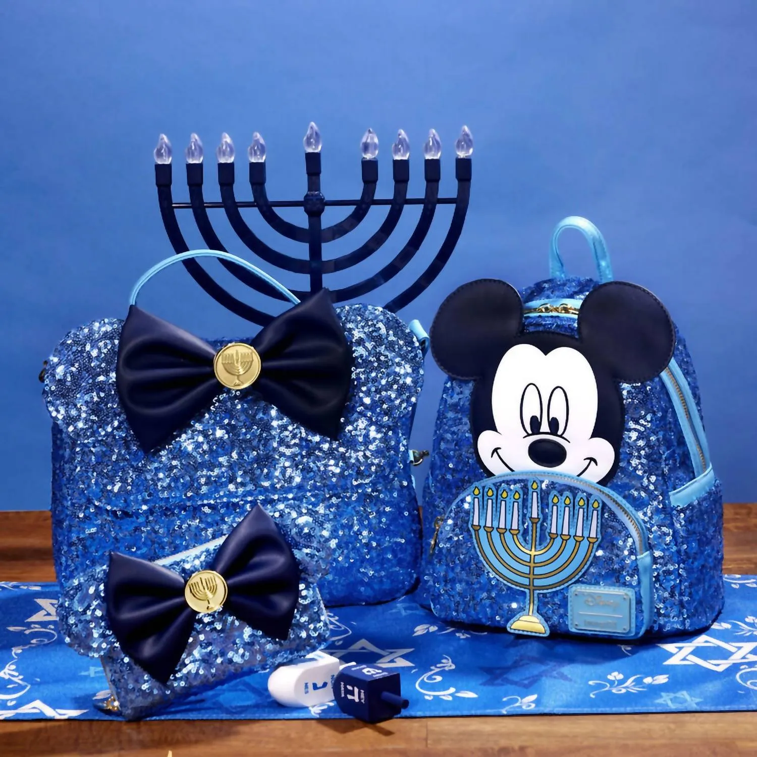 Women's Minnie Mouse Hanukkah Menorah Wallet In Blue