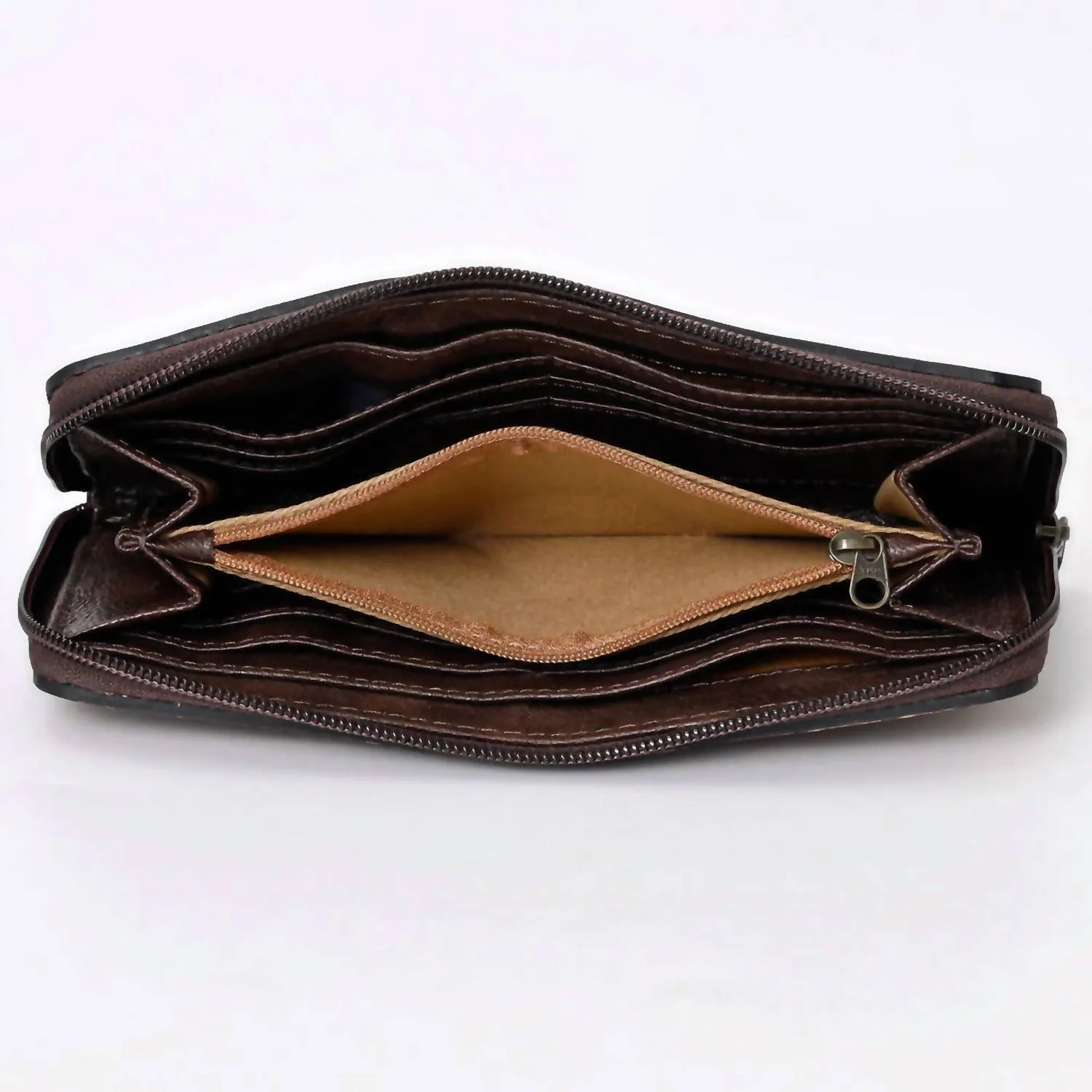 Women's Tanya Tooled Leather Zip Wallet In Brown