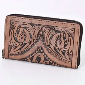 Women's Tanya Tooled Leather Zip Wallet In Brown